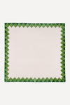 Square pink tablecloth with green trim